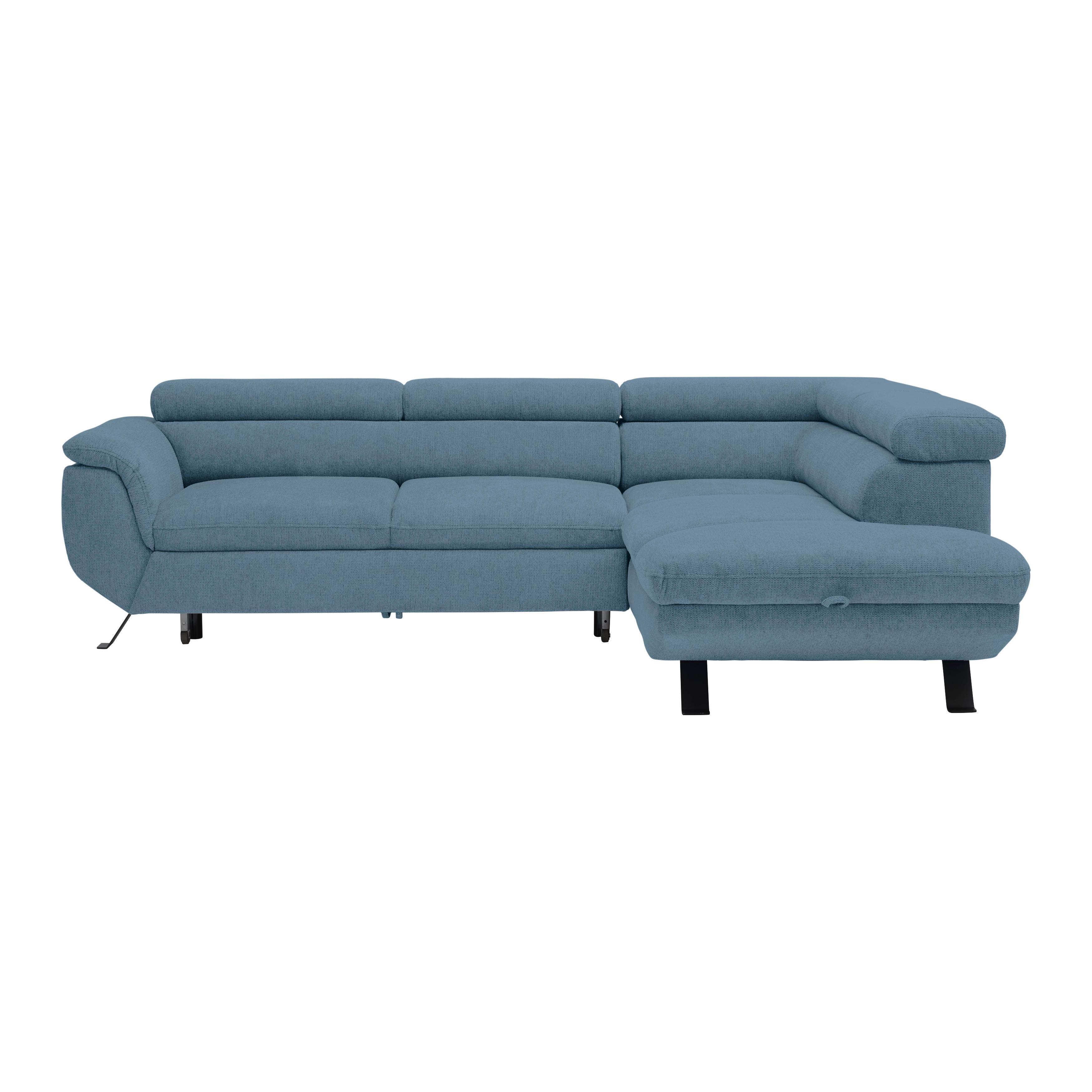Rohová sedačka RAVEN, pravá, tmavomodrá - čierna/tmavomodrá, Modern, kov/textil (257/198cm) - Mömax