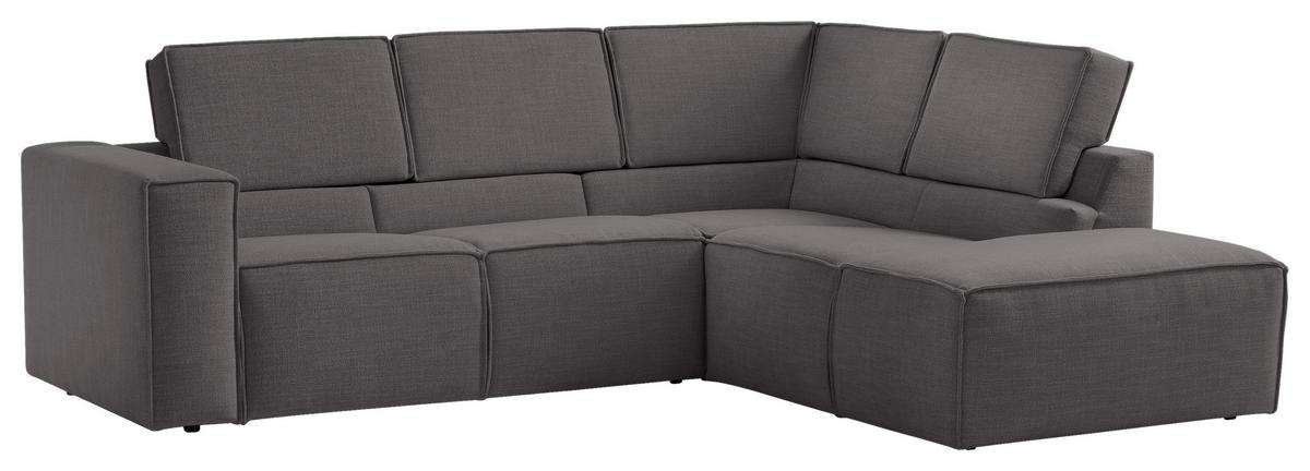 Ecksofa Dice Dunkelgrau 275x220 cm - Dunkelgrau/Schwarz, MODERN, Textil (275/220cm) - Trendmanufaktur