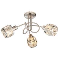 Strahler 3-flammig Ø 38 cm, mit Kristallglas - Design, Glas/Metall (38/38/24cm) - Globo