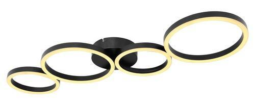 LED-Deckenleuchte L: 88,5 cm, 1-Flammig - Opal/Schwarz, Trend, Kunststoff/Metall (88,5/33/6,5cm) - Globo