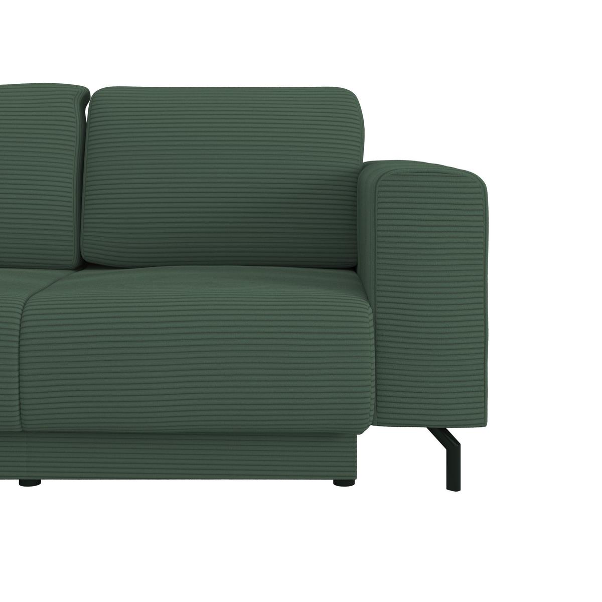 Rohová sedačka VENI, levá, tmavě zelený manšestr - černá/tmavě zelená, Moderní, textil (210/272cm) - Ondega