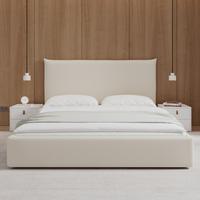 Čalouněná postel ALBA 180x200 cm, béžová - černá/přírodní barvy, Moderní, dřevo/textil (180/200cm) - Bessagi Home