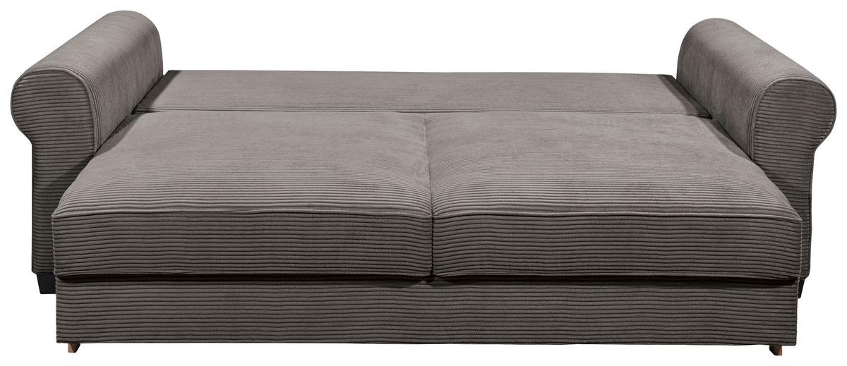 3-sitzer-sofa Mit Schlaf- Funktion Angelina Mokka Cord - Schwarz/Mokka, Basics, Textil (250/95/125cm) - MID.YOU
