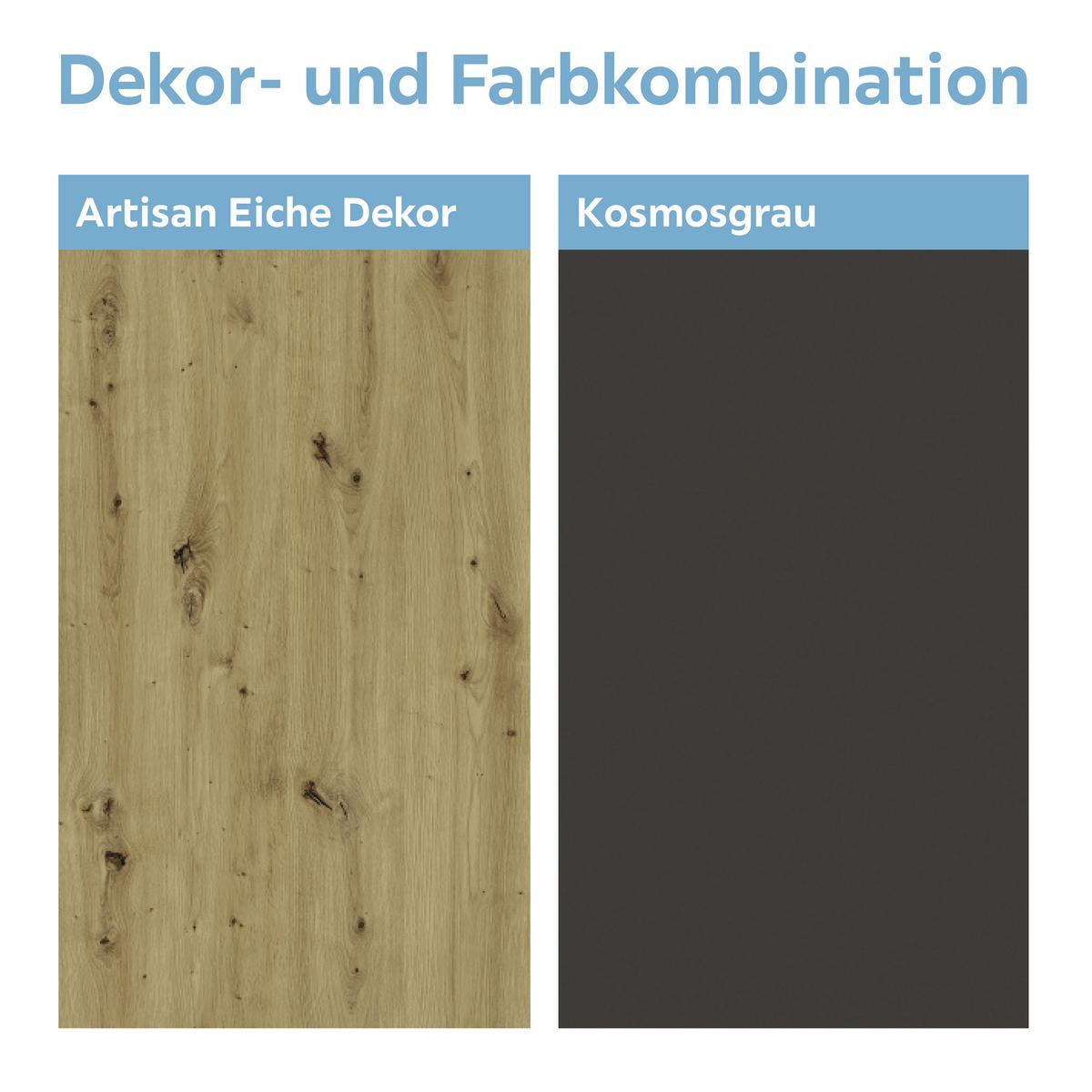 TV-Element Tonale B: 146,8 cm Eiche Dekor/Grau - Eichefarben/Eiche Artisan, MODERN, Holzwerkstoff (146,8/68,6/40cm)