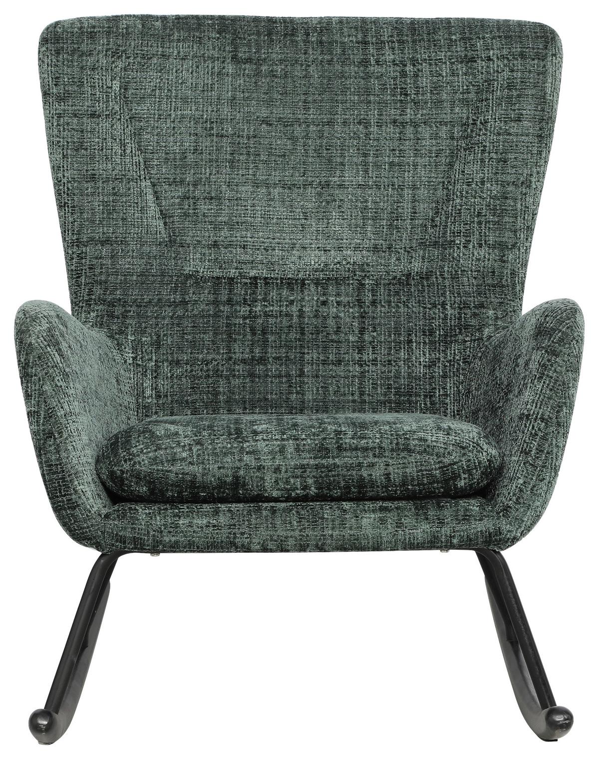 Schaukelstuhl Cremona Grün B: 71 Cm - Schwarz/Grün, MODERN, Holz/Textil (71/93/91cm) - Livetastic