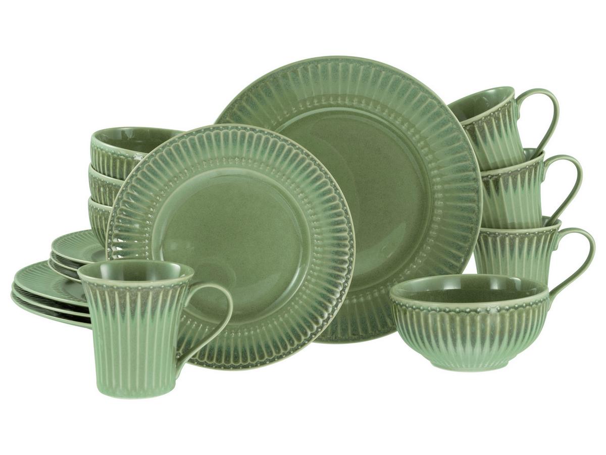 Kombiservice Celadon Grün Steinzeug, 4 Pers., 16-teilig - Salbeigrün, Basics, Keramik - Creatable