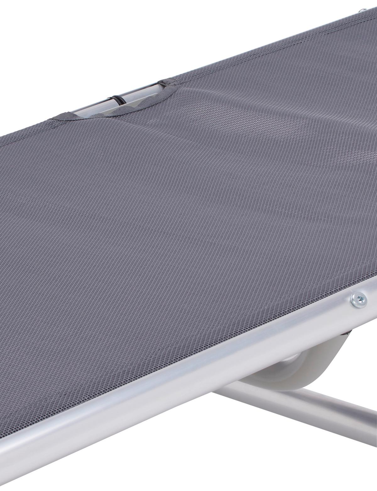 Dreibeinliege Leni Aluminium, Textilene - Anthrazit/Alufarben, MODERN, Textil/Metall (186/25/56cm) - Ondega