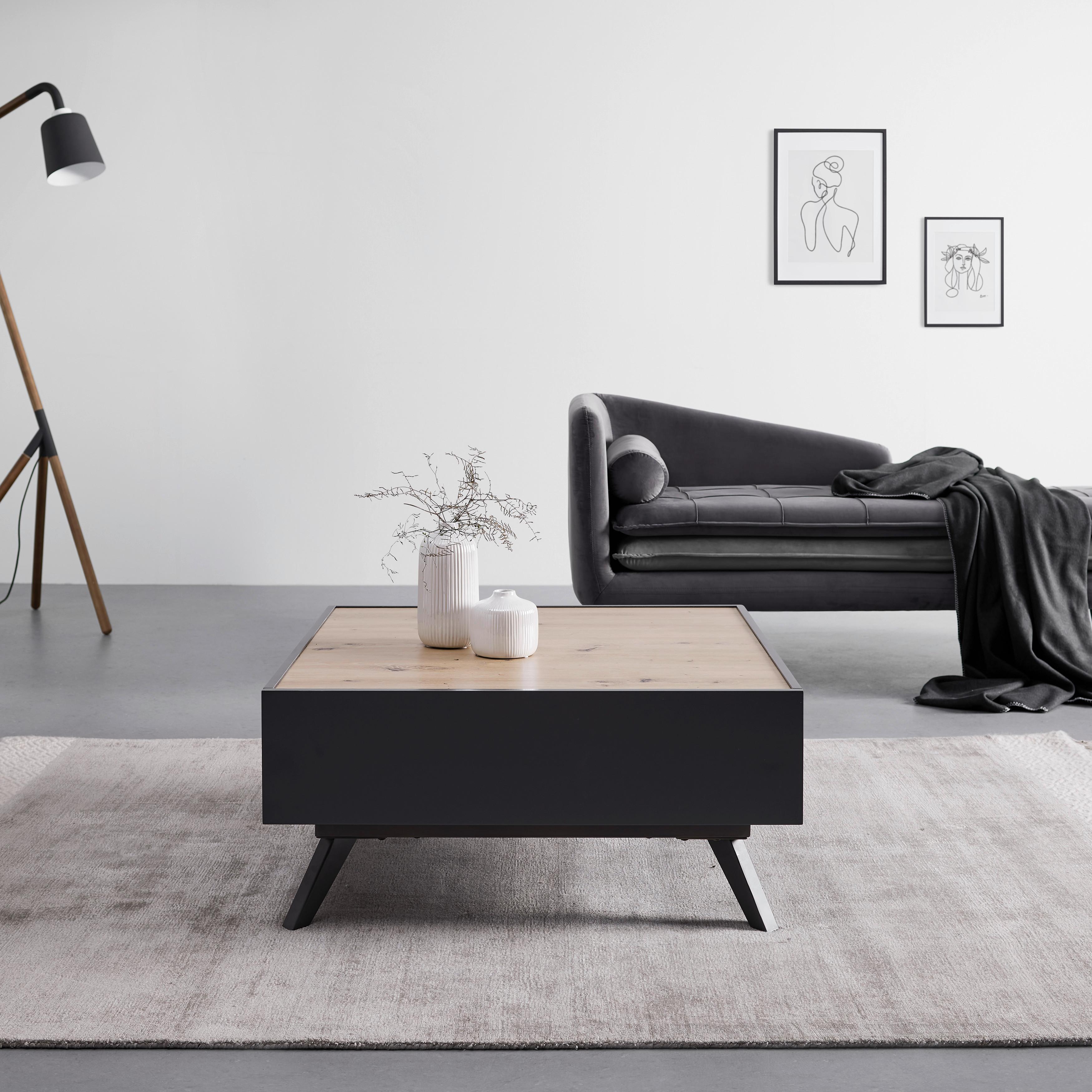 Konferenční stolek FOSCO - šedá/černá, Moderní, kov (80/80/38cm) - Bessagi Home