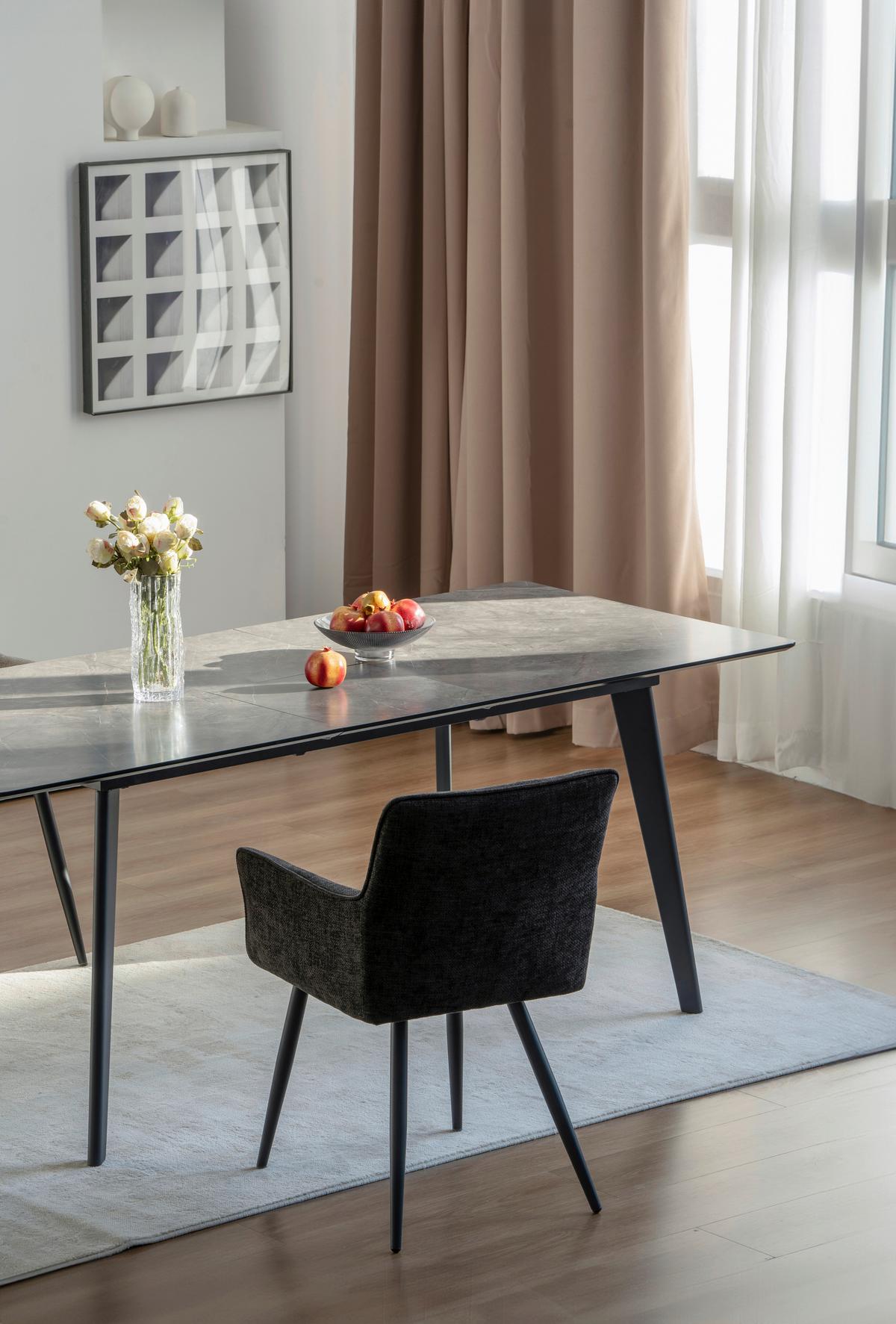 Esstisch Alvaro - Schwarz/Grau, LIFESTYLE, Holzwerkstoff/Metall (180/220/75/100cm) - MID.YOU
