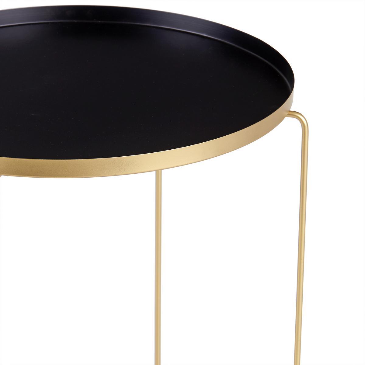 Beistelltisch Rund Queens, Gold/schwarz - Goldfarben/Schwarz, MODERN, Metall (47/48cm) - MID.YOU