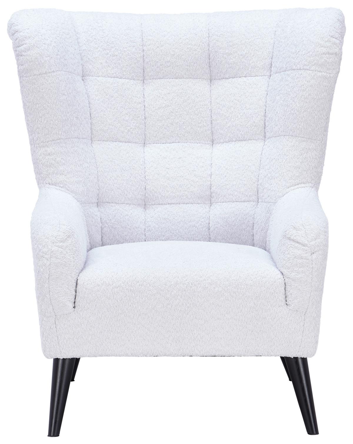 Ohrensessel Casey Bouclé Synthetikfaser Hellgrau - Hellgrau/Schwarz, MODERN, Textil (94/107/86cm)