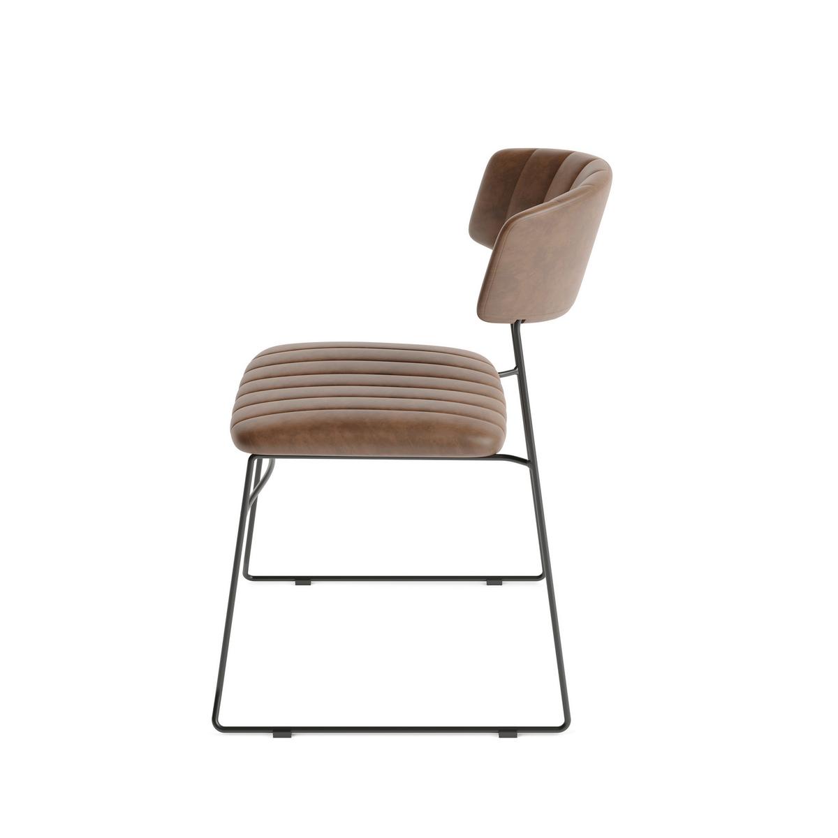 STUHL-SET MUNDO - Cognac, MODERN, Leder/Metall (48/78/57cm) - MID.YOU