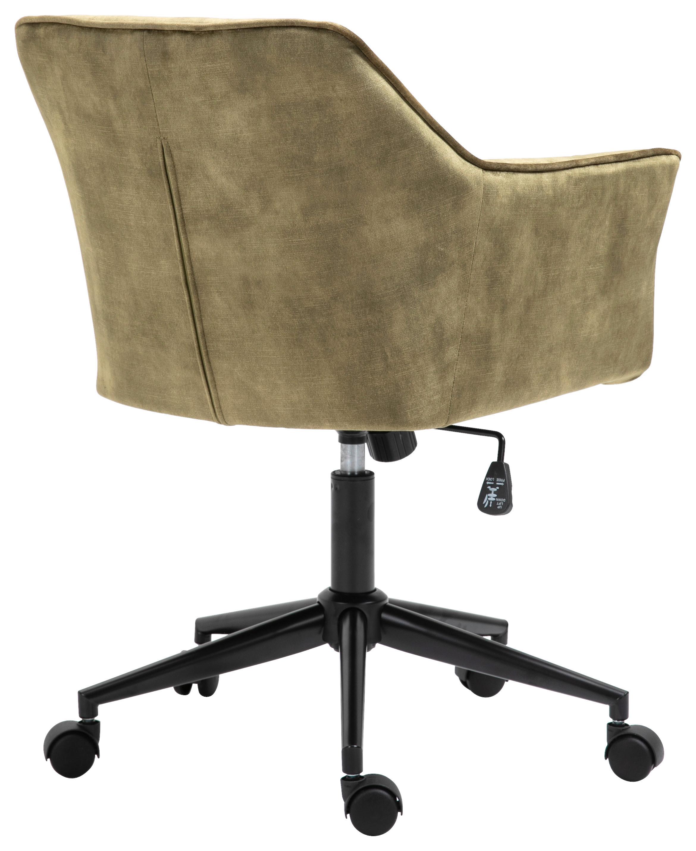 Drehstuhl Kipper - Schwarz/Olivgrün, MODERN, Kunststoff/Textil (60/90/61cm) - Livetastic