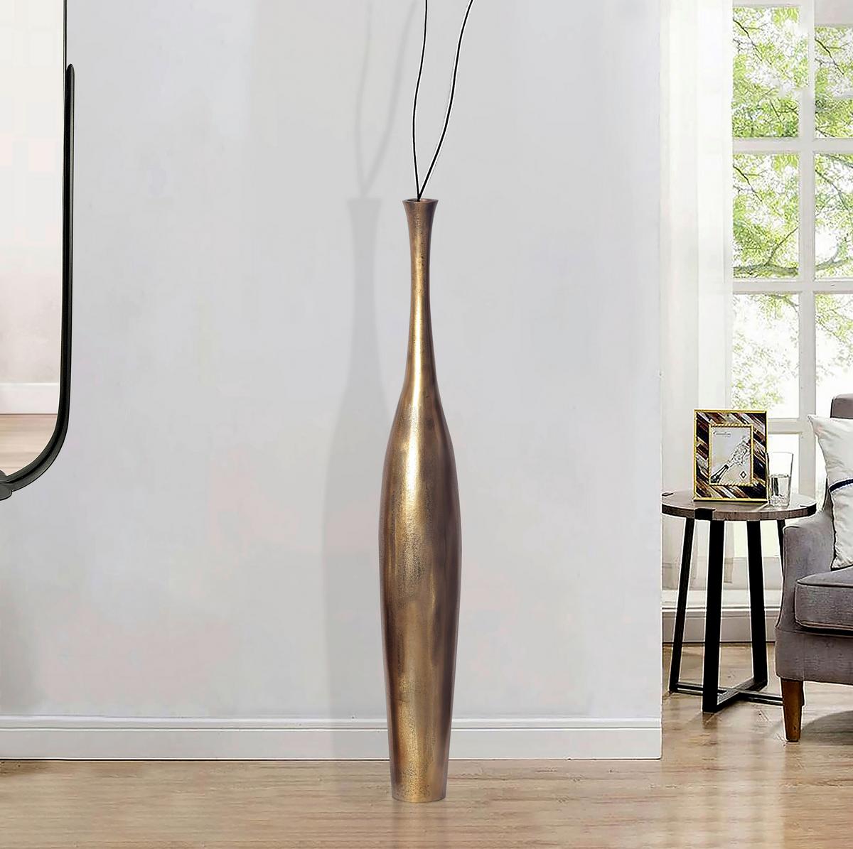 Dekovase Bottle L Goldfarben B: 14 cm - Goldfarben, Design, Metall (14/100/14cm) - Livetastic