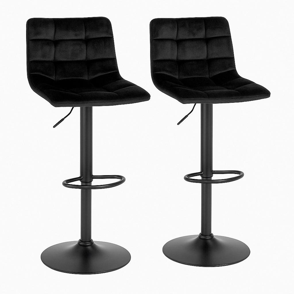 Barhocker-Set Middelfart Schwarz B: 43 cm - Schwarz, MODERN, Textil/Metall (43/88-108/45cm) - MID.YOU