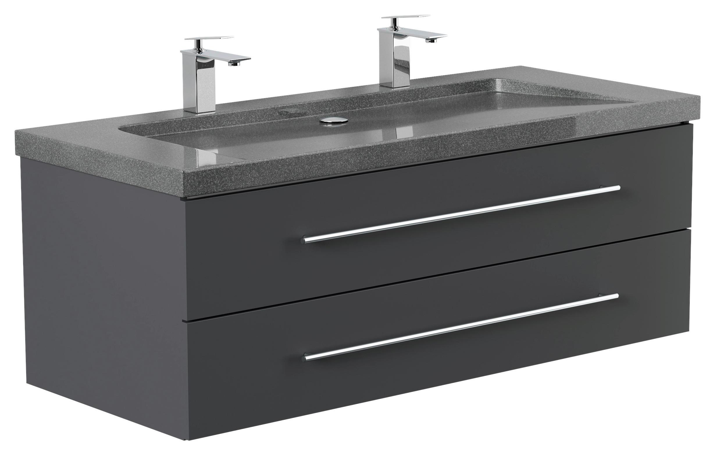 WASCHTISCHKOMBI Yamo, Graphitfarben B: 130cm - Graphitfarben, Basics, Holzwerkstoff/Stein (130cm) - MID.YOU