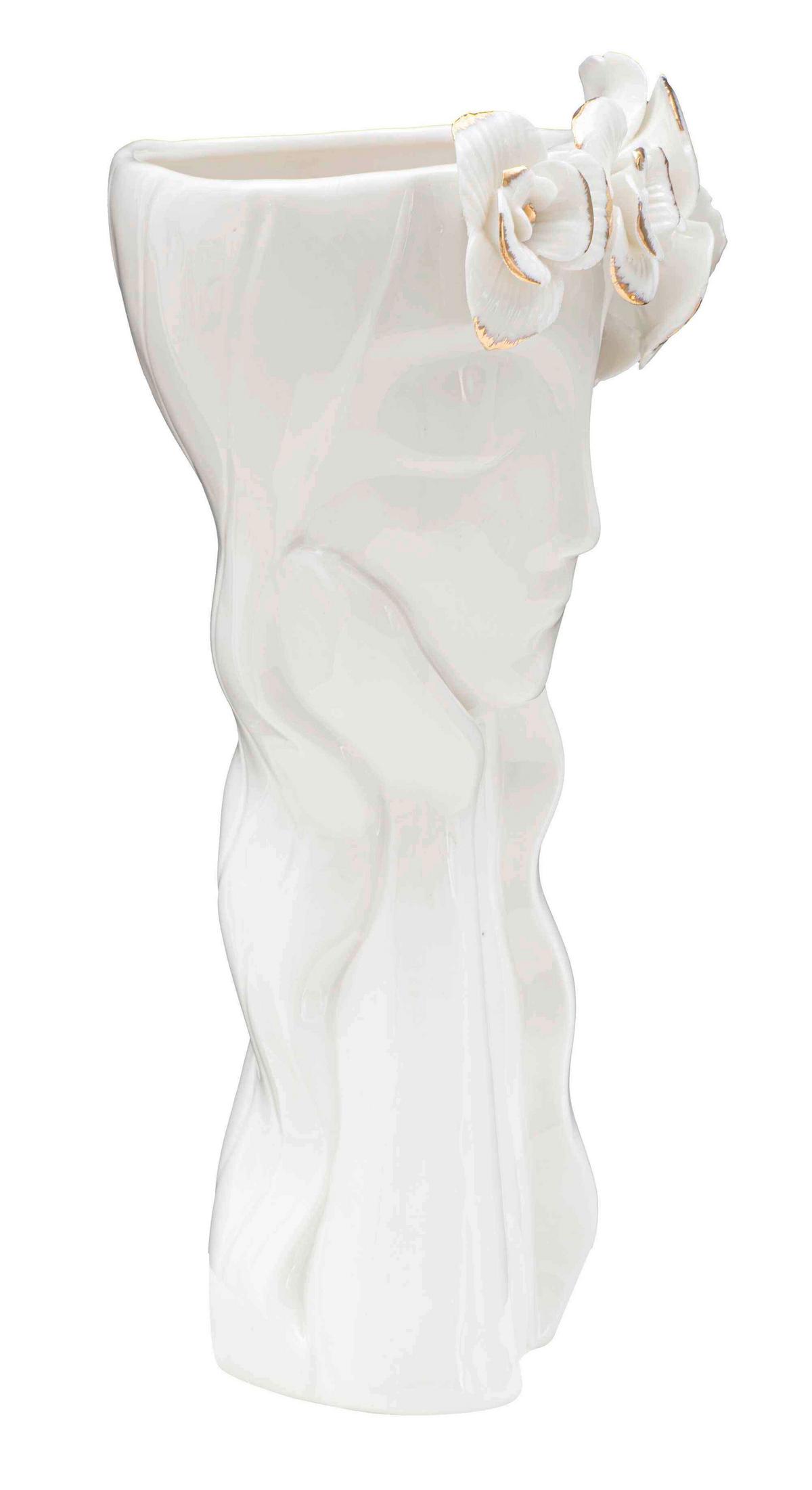 Vase Woman Cute Weiß, Goldfarben B: 14,8 Cmb - Goldfarben/Weiß, Basics, Keramik (14.8/29/13  cm)