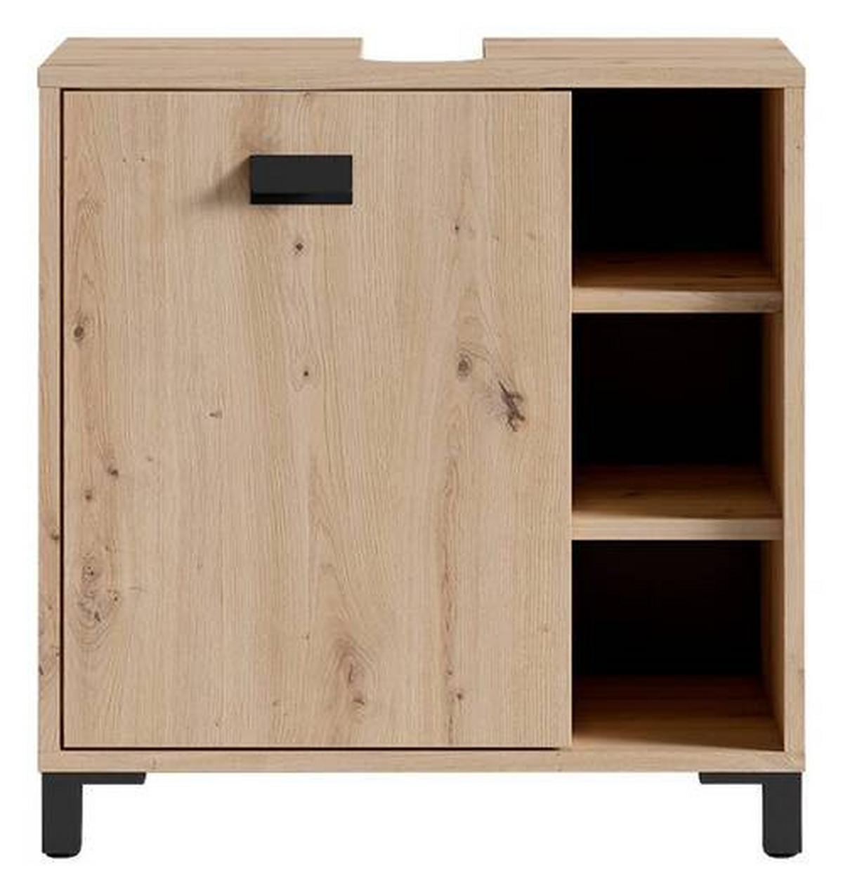 Waschbeckenunterschrank Wellness B: 60 cm Eiche Dekor - Anthrazit/Schwarz, MODERN, Holzwerkstoff (60/62/34cm) - MID.YOU