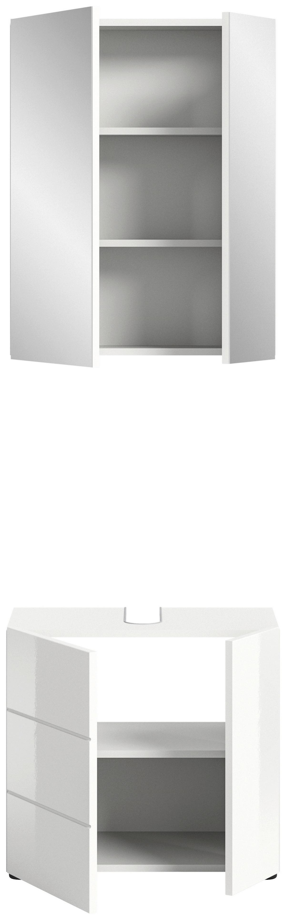 Badezimmer Vira - Weiß Hochglanz/Schwarz, MODERN, Holzwerkstoff (60cm) - MID.YOU