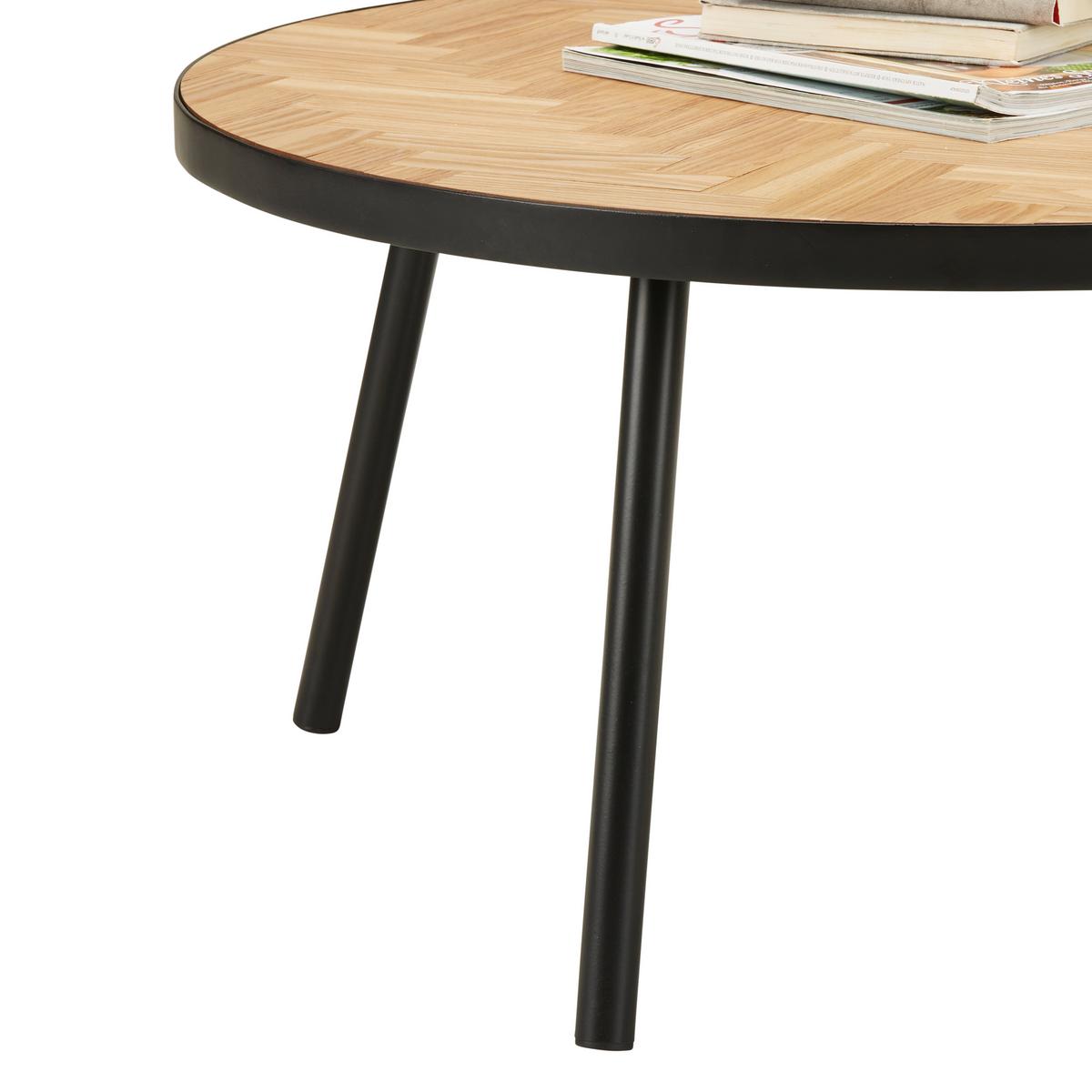 Konferenční stolek P: 80cm - černá/přírodní barvy, Lifestyle, kov/kompozitní dřevo (80/80/40cm) - Premium Living