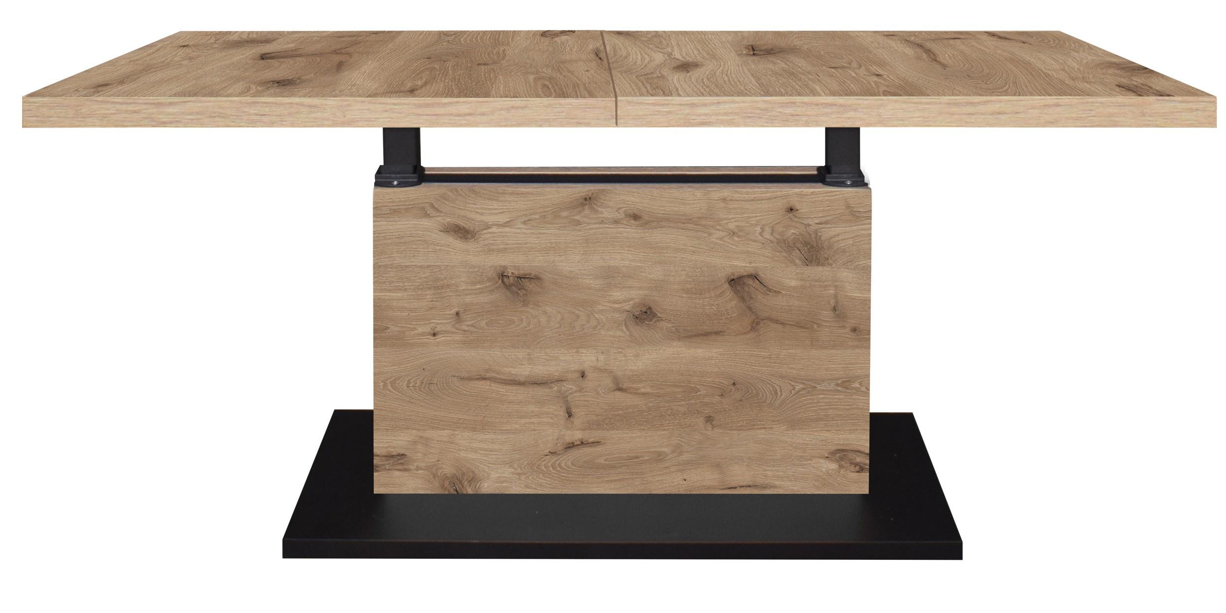 Couchtisch Lift Eichefarben/schwarz B: 120 Cm - Eichefarben/Schwarz, Design, Holzwerkstoff/Metall (120-160/56-75/70cm) - MID.YOU