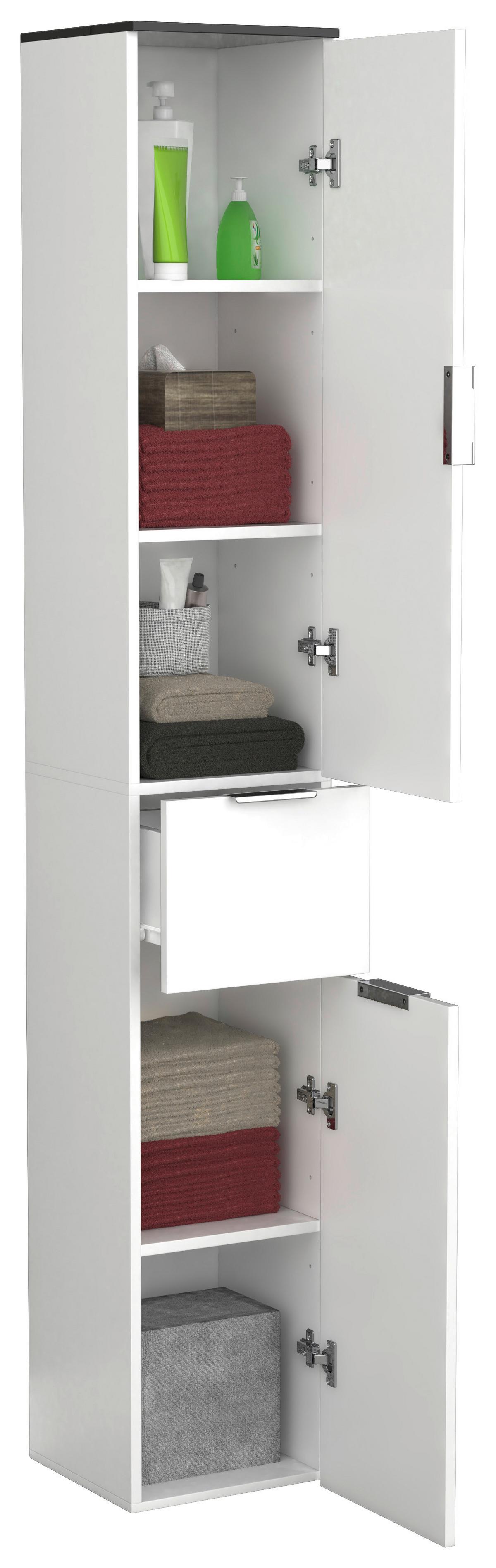 Hochschrank Donali Schwarz, Weiß B: 30 Cm - Schwarz/Weiß, MODERN, Holzwerkstoff (30/190/30cm) - MID.YOU