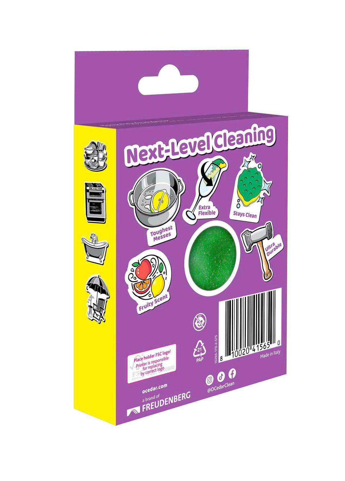 Špongia LEMON PUNCH VILEDA PUNCH LEMON HUBKA - viacfarebná, Basics, plast (10,2/15/3,2cm) - Vileda