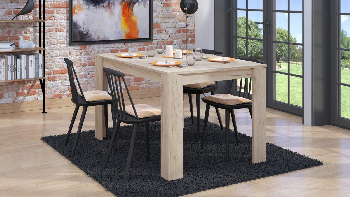 Étkezőasztal Itaka - szürke tölgy, Basics, faalapú anyag (135/80,5/74,5cm)