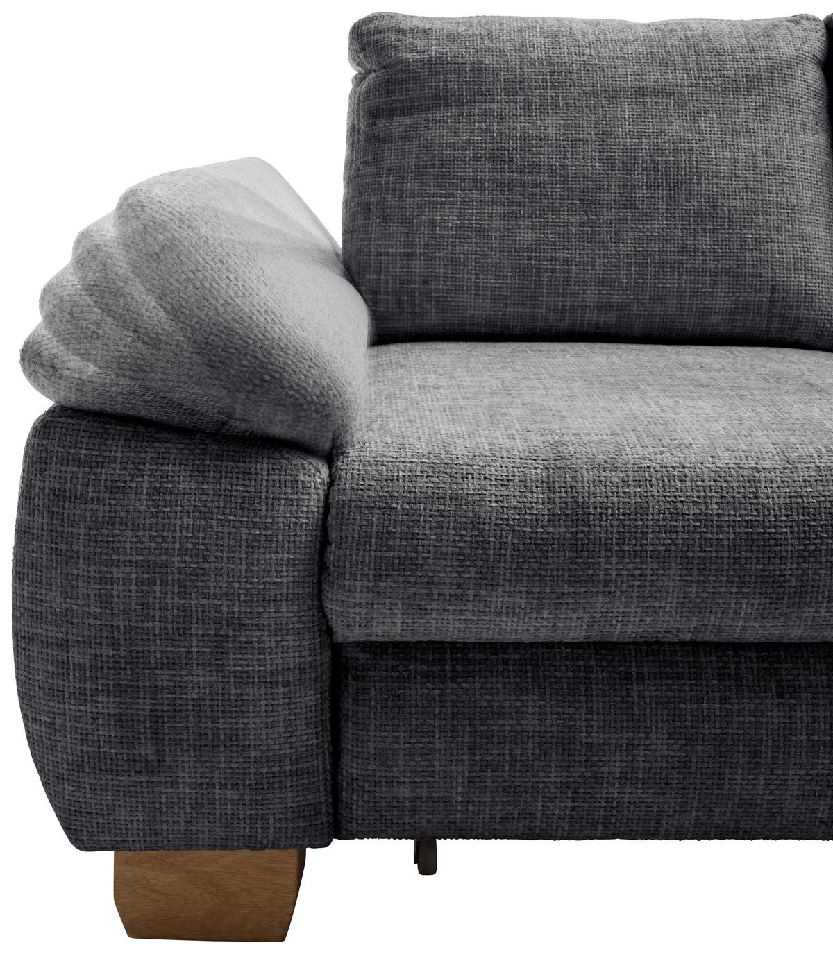 Eckschlafsofa Positano Schwarz S: 265x206 Cm - Wildeiche/Schwarz, MODERN, Textil (265/206cm) - Livetastic