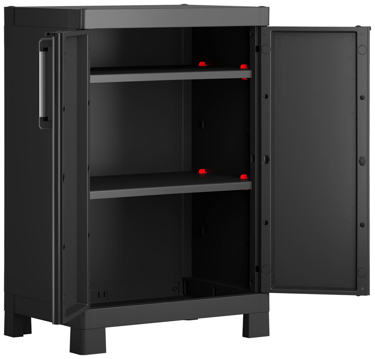 Werkzeugschrank E-com Detroit Base B: 45 Cm Schwarz - Schwarz, Design, Kunststoff (65/97/45cm) - Keter