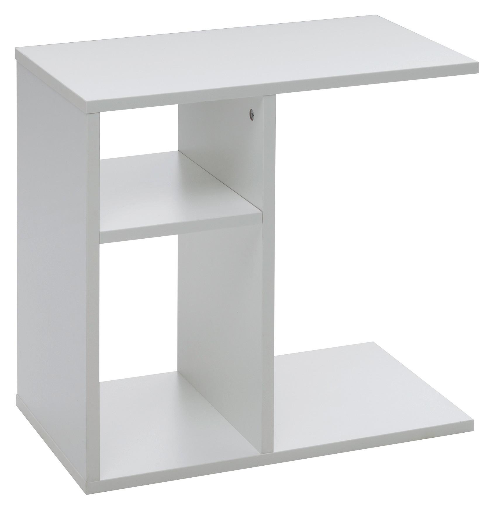 Beistelltisch mit Ablagefächer Milo, Weiß - Weiß, Design, Holzwerkstoff (30/50/50cm) - MID.YOU