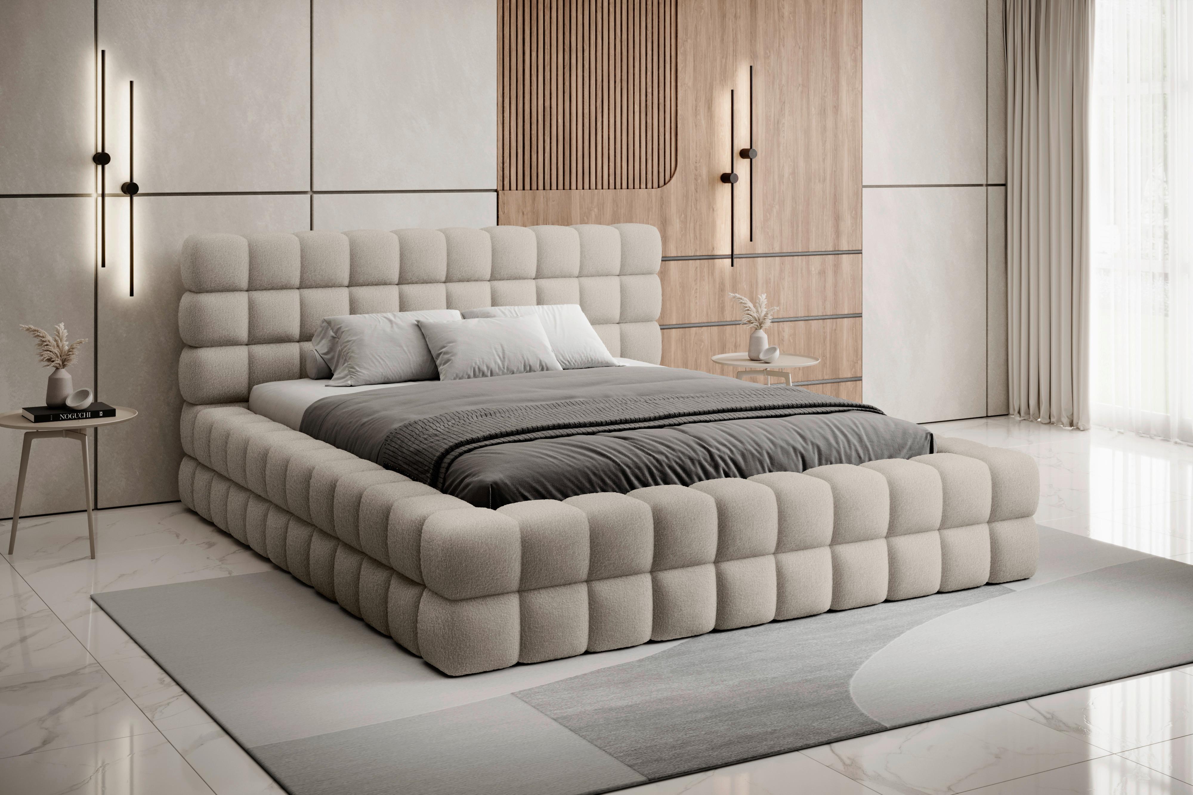 Polsterbett Dizzle Taupe Lf: 160x200 cm - Taupe/Schwarz, MODERN, Holz/Textil (160/200cm) - MID.YOU