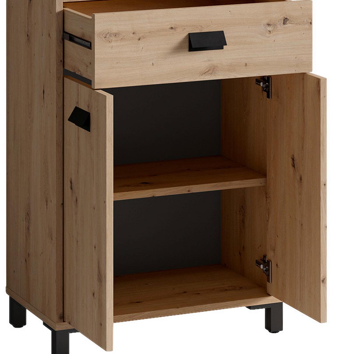 Hochschrank Wellness B: 54 Cm Artisan Eiche Dekor - Anthrazit/Schwarz, MODERN, Holzwerkstoff (54/193/31cm) - MID.YOU