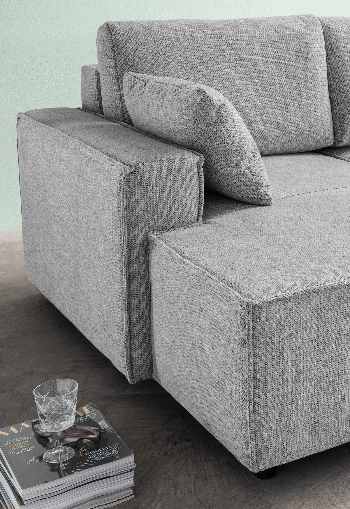 Bigsofa Tramin, Silberfarben B: 188 Cm - Silberfarben/Schwarz, MODERN, Textil (188/86/154cm) - Livetastic