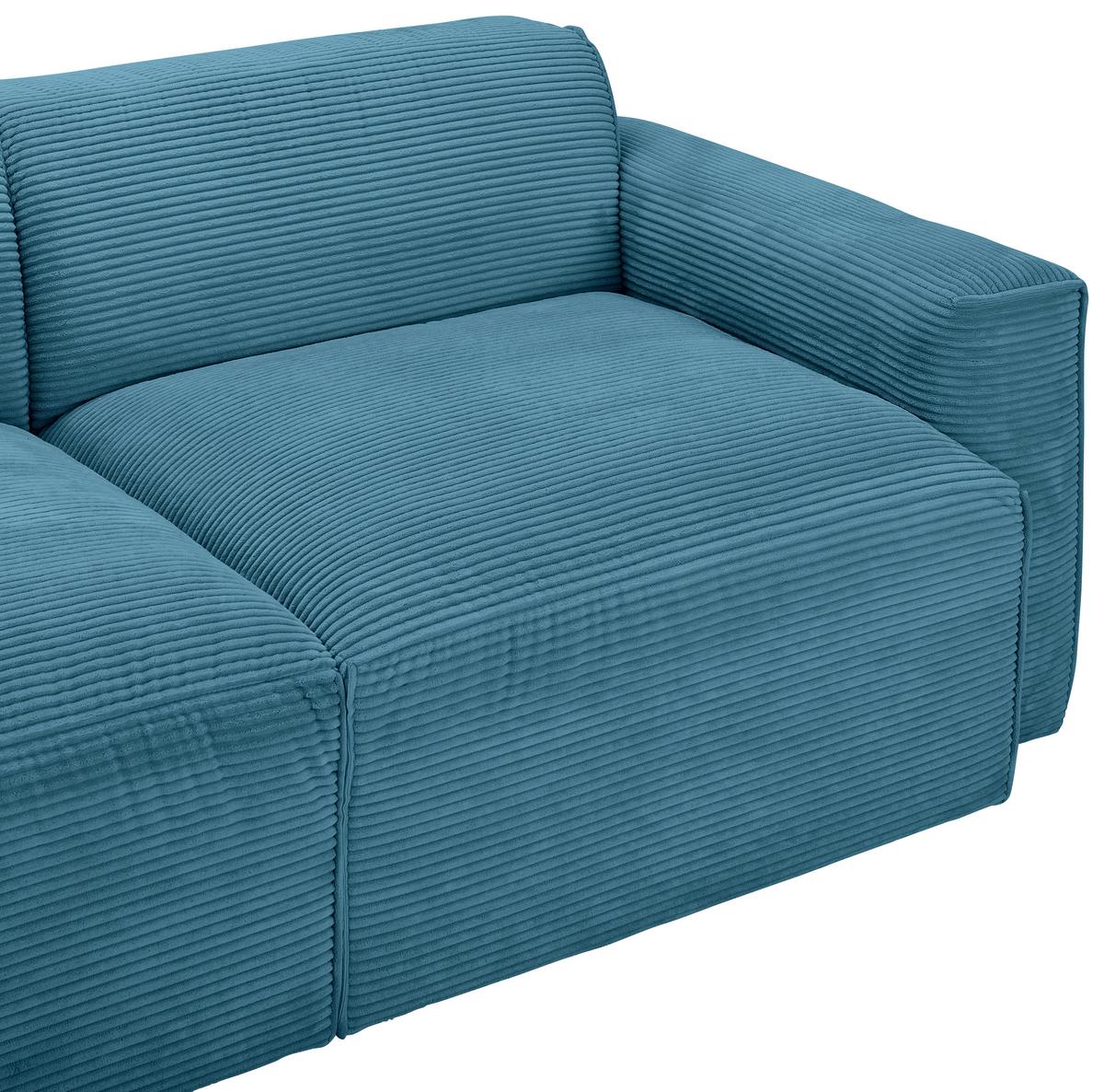 Ecksofa mit Zierkissen Pearl Hellblau 196x303 cm - Schwarz/Hellblau, Design, Textil (196/303cm) - Livetastic