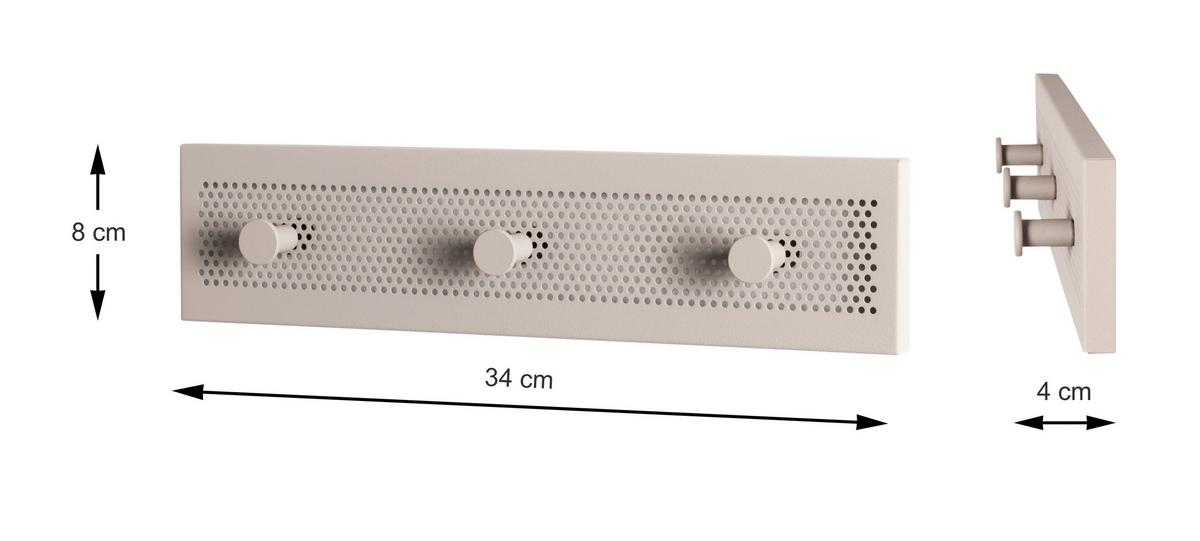 LIŠTA S HÁČIKMI PEDRO 3 - kašmírová, Trend, kov (34/4/8cm)