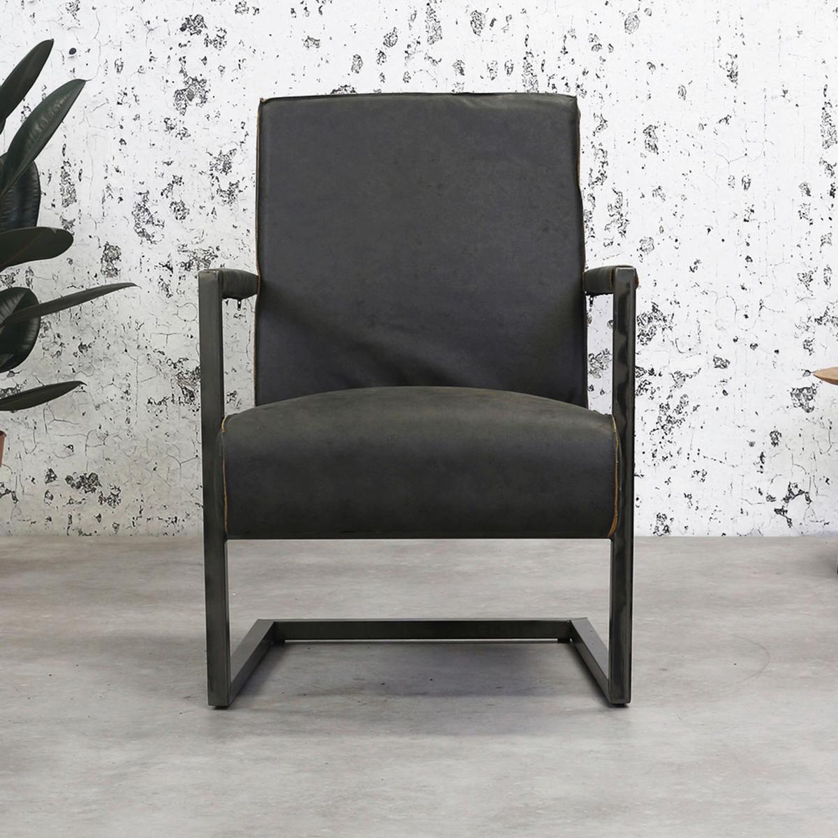 Sessel Tyler - Dunkelgrau/Anthrazit, KONVENTIONELL, Textil/Metall (62/84/70cm) - MID.YOU