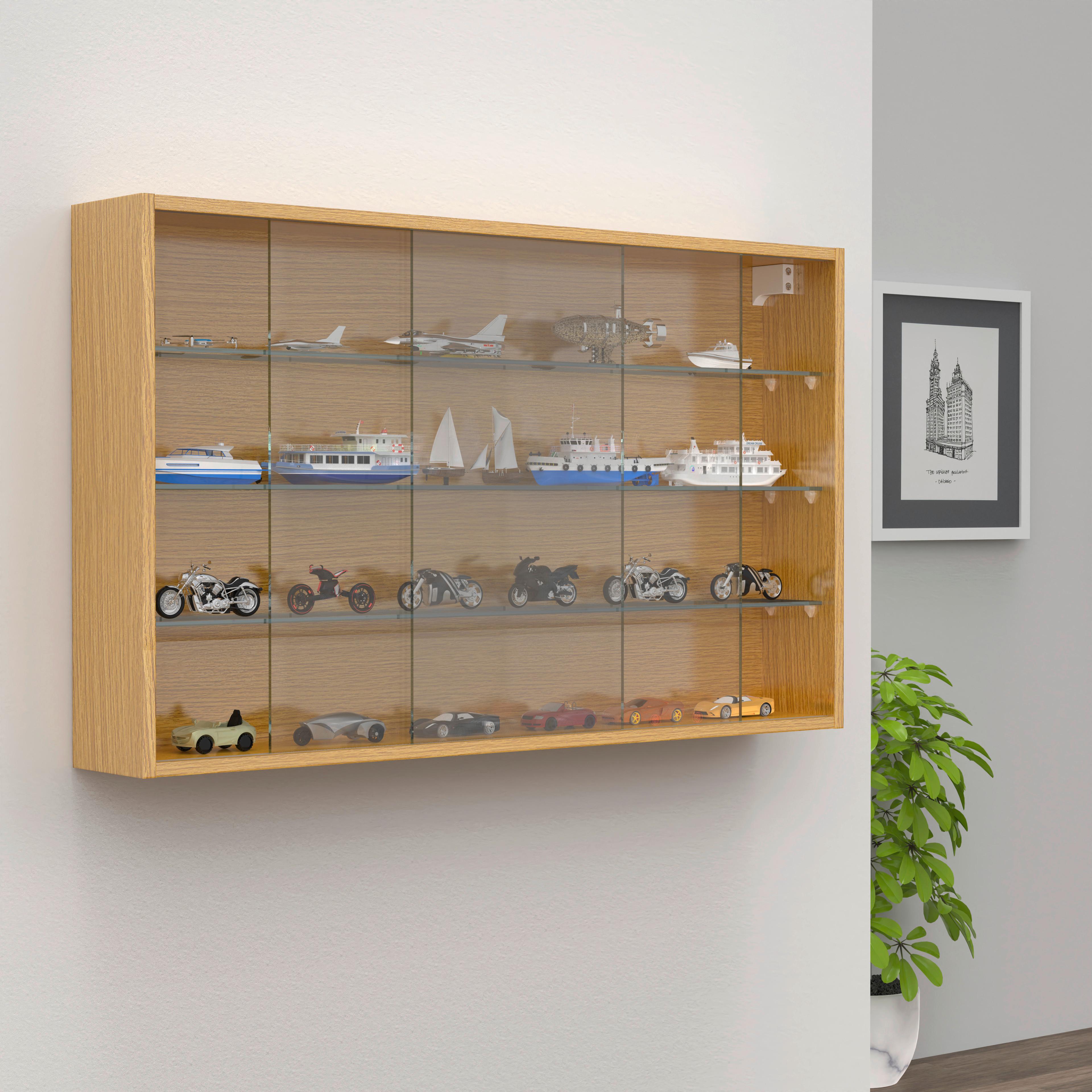 Hängevitrine Drivalo Eiche Dekor B: 100 cm - Honigeiche/Transparent, Design, Glas/Holzwerkstoff (100/60/15cm) - MID.YOU