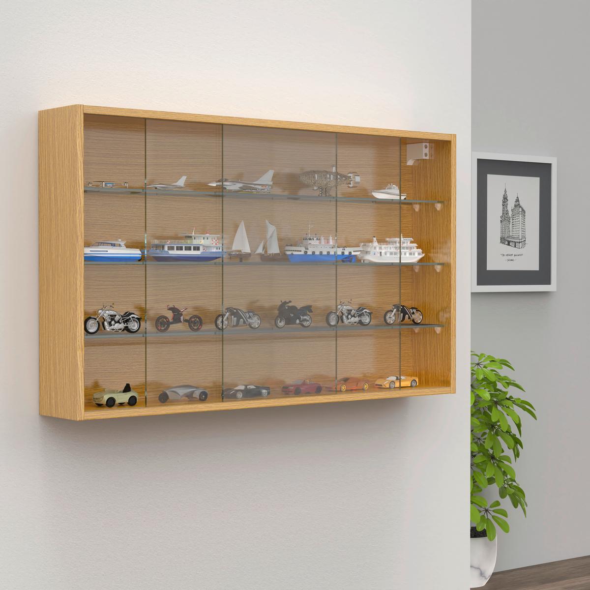 Hängevitrine Drivalo Eiche Dekor B: 100 cm - Honigeiche/Transparent, Design, Glas/Holzwerkstoff (100/60/15cm) - MID.YOU
