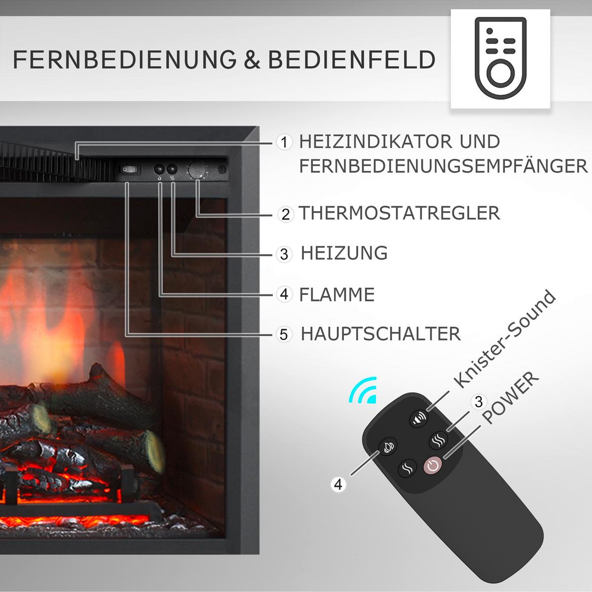 Elektrokamin Calida 30" - Schwarz, Basics, Metall (89/72/32cm)