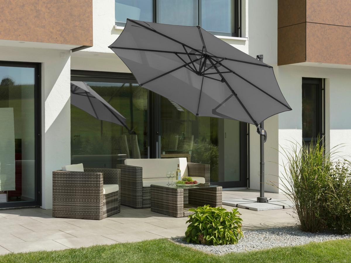 Ampelschirm Rhodos Junior BxHxT: 352x244x300 cm Anthrazit - Anthrazit, Basics, Textil/Metall (352/244/300cm) - Schneider