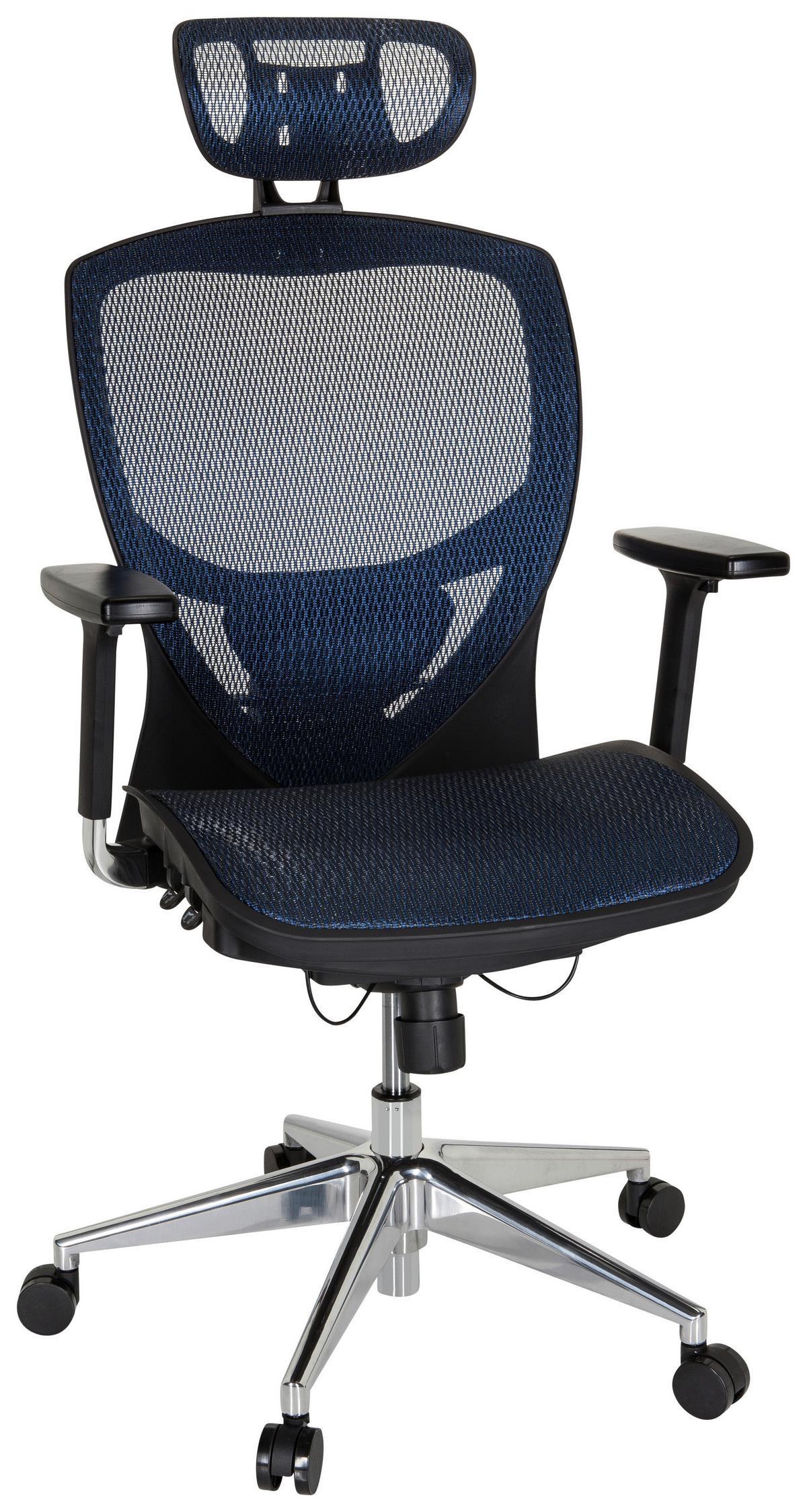 Bürostuhl Venus One Blau/schwarz Bis 120 Kg - Blau/Silberfarben, Basics, Kunststoff/Textil (61/148/48cm) - MID.YOU