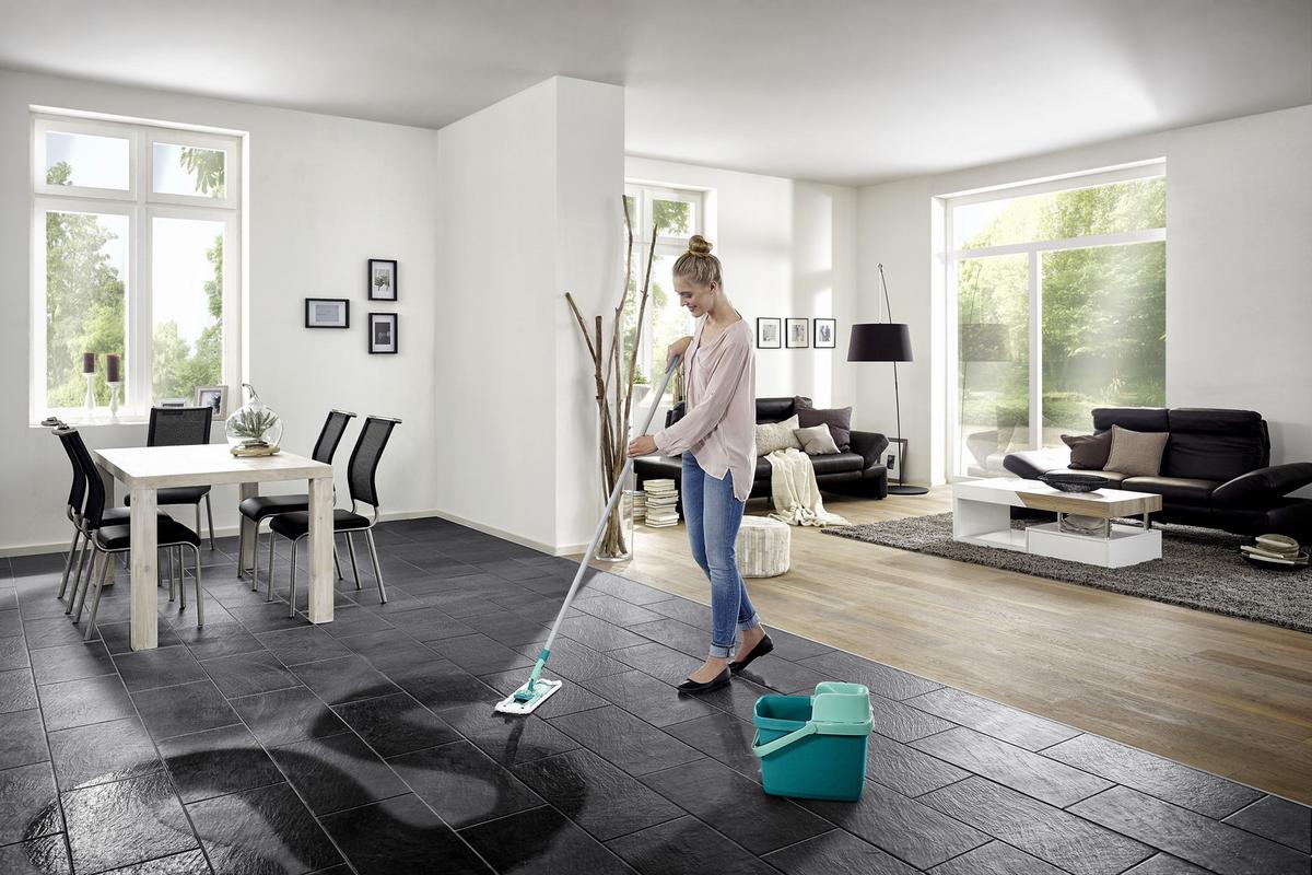 Bodenreinigungsset Combi m mit 12 L-Eimer - Türkis/Grau, Basics, Kunststoff/Metall - Leifheit