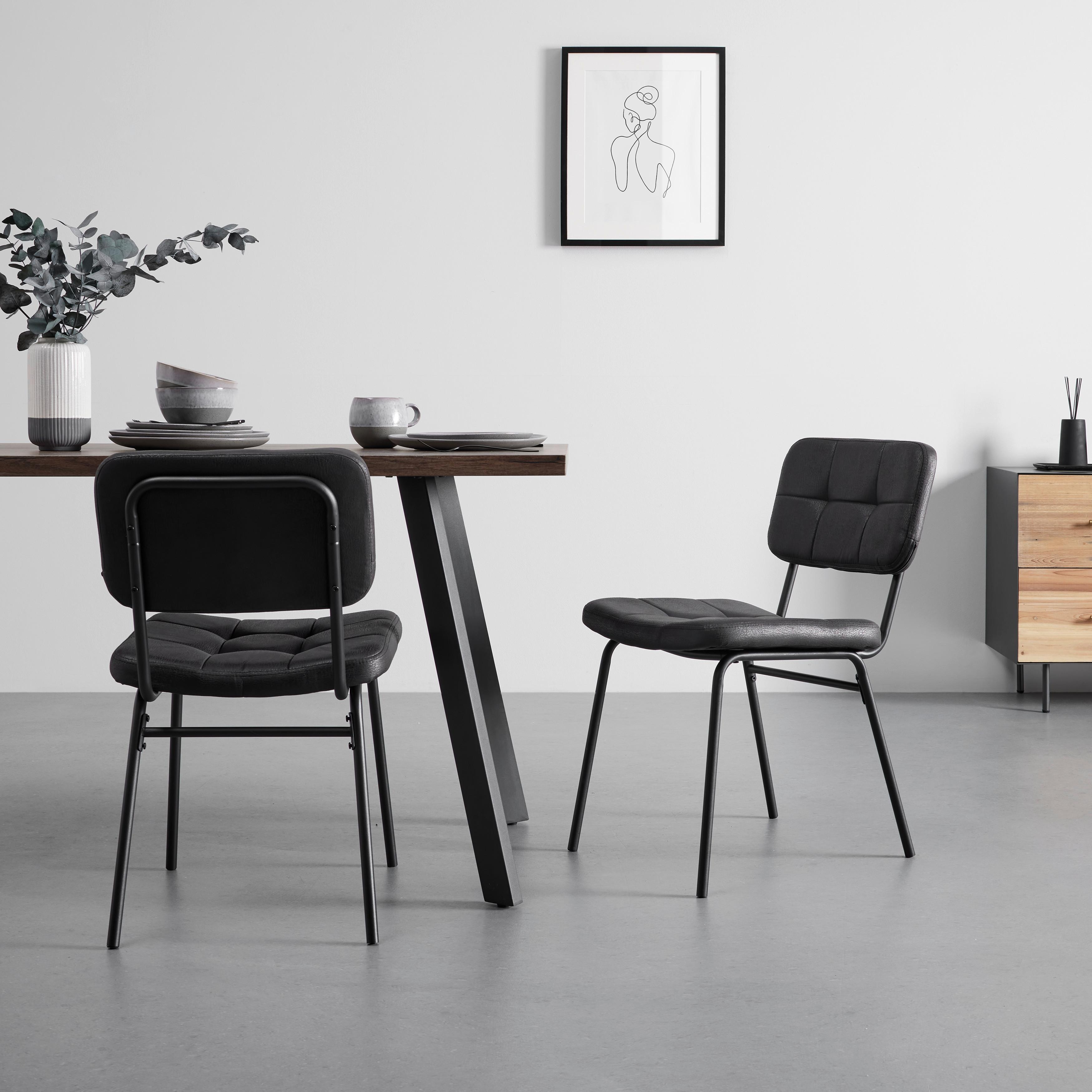 Sada stoličiek VALENTIN tmavá sivá - čierna/tmavosivá, Modern, kov/textil (44/80/59cm) - Bessagi Home