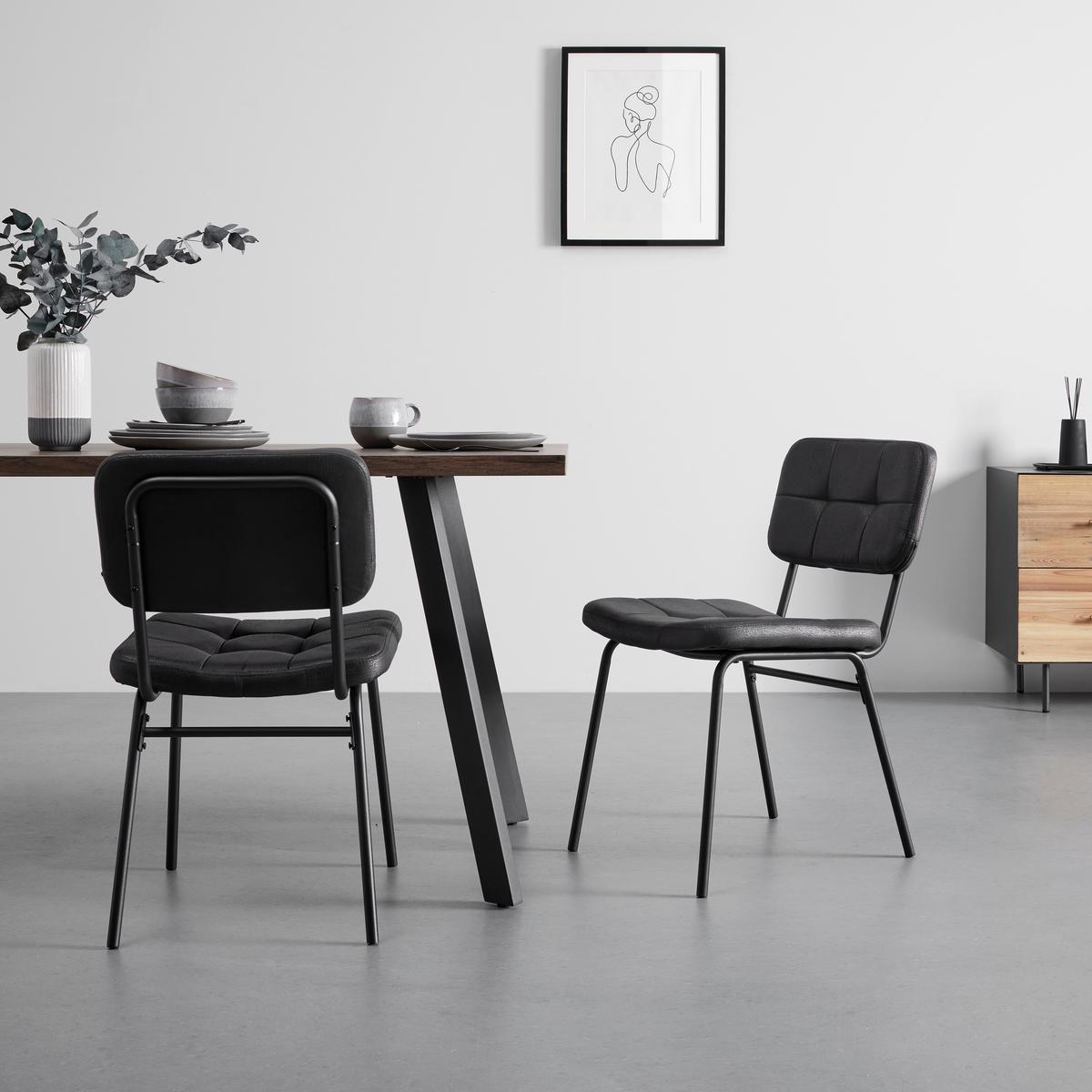 Sada židlí VALENTIN - černá/tmavě šedá, Moderní, kov/textil (44/80/59cm) - Bessagi Home