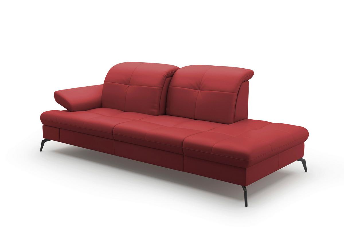 Récamiere Amica E, Rot B: 231 Cm - Rot/Schwarz, KONVENTIONELL, Leder (231/90/122cm) - Sit & More