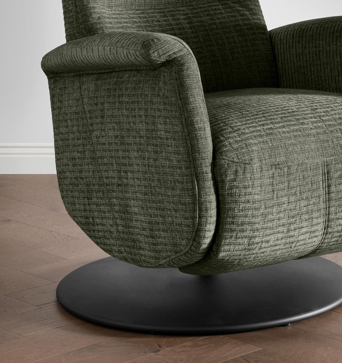 Relaxsessel Latina Olivgrün 360 Grad Drehbar, B: 72 Cm - Schwarz/Olivgrün, MODERN, Textil (72/118/85-165cm) - Livetastic