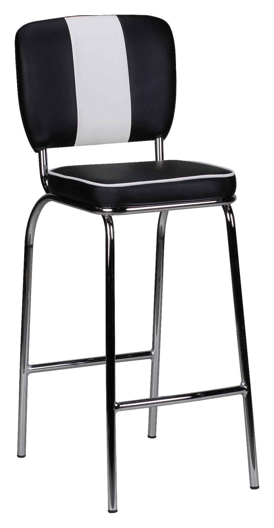 Barhocker mit Lehne American Diner Schwarz/Weiß