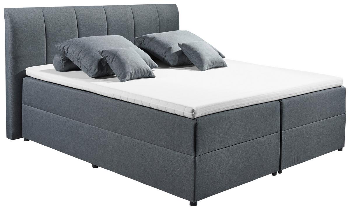 Boxspring postel GRANADA antracitová  180x200 cm - černá/antracitová, Basics, textil/plast (180/200cm) - MID.YOU