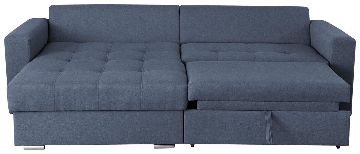 Ecksofa Flavio Blau S: 165x265cm - Blau/Silberfarben, Design, Textil (165/265cm) - MID.YOU